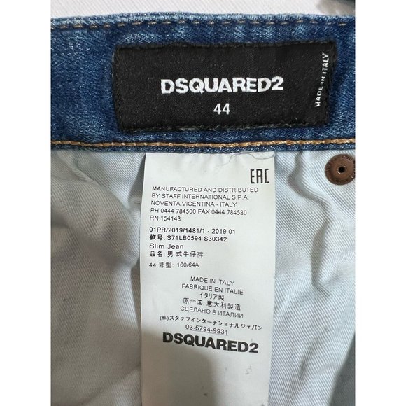 DSQUARED2 Mens Slim Jean Jeans IT44 W30 Blue Denim S71LB0594S30342470 NWT - Picture 11 of 16